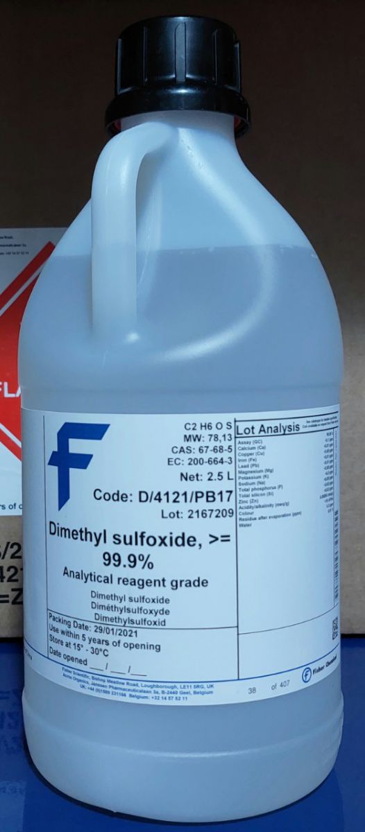 Dung môi dimethyl sulfoxide, 99.9+%, for analysis, Fisher Chemical